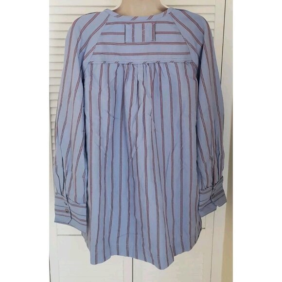 NEW WE THE FREE BY FREE PEOPLE LISBON STRIPED LACE UP TUNIC BLUE SMALL - Picture 7 of 10